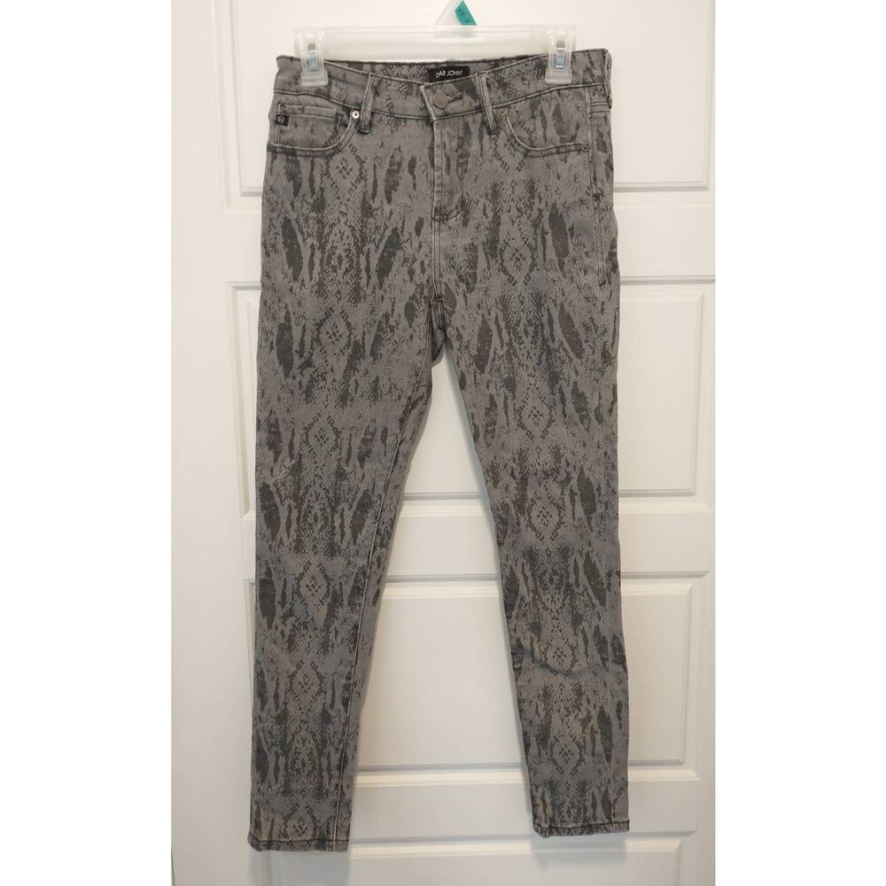 Dear John Gisele High Waisted Skinny Snake Skin Jeans. Women's Size 26. Gray/Red